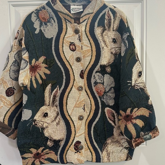 Floral and Rabbit Patterned Cardigan - Picture 4 of 5